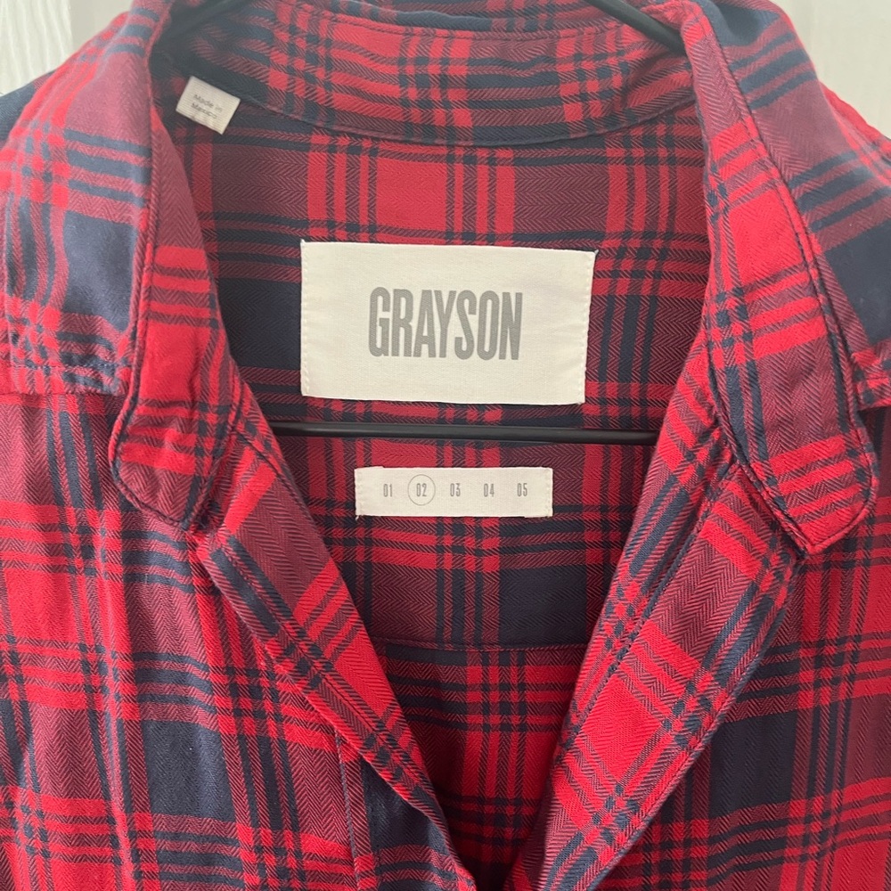 Grayson Red and Navy Plaid Button Down - Picture 2 of 3